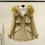 Cotton Padded Mid-Length Down Coat Women's Warm Winter Jacket