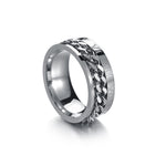 Titanium Rotatable Ring for Women Stainless Steel Grooved Edge Charming Link Chain Promise Wedding Ring Gift For Lover