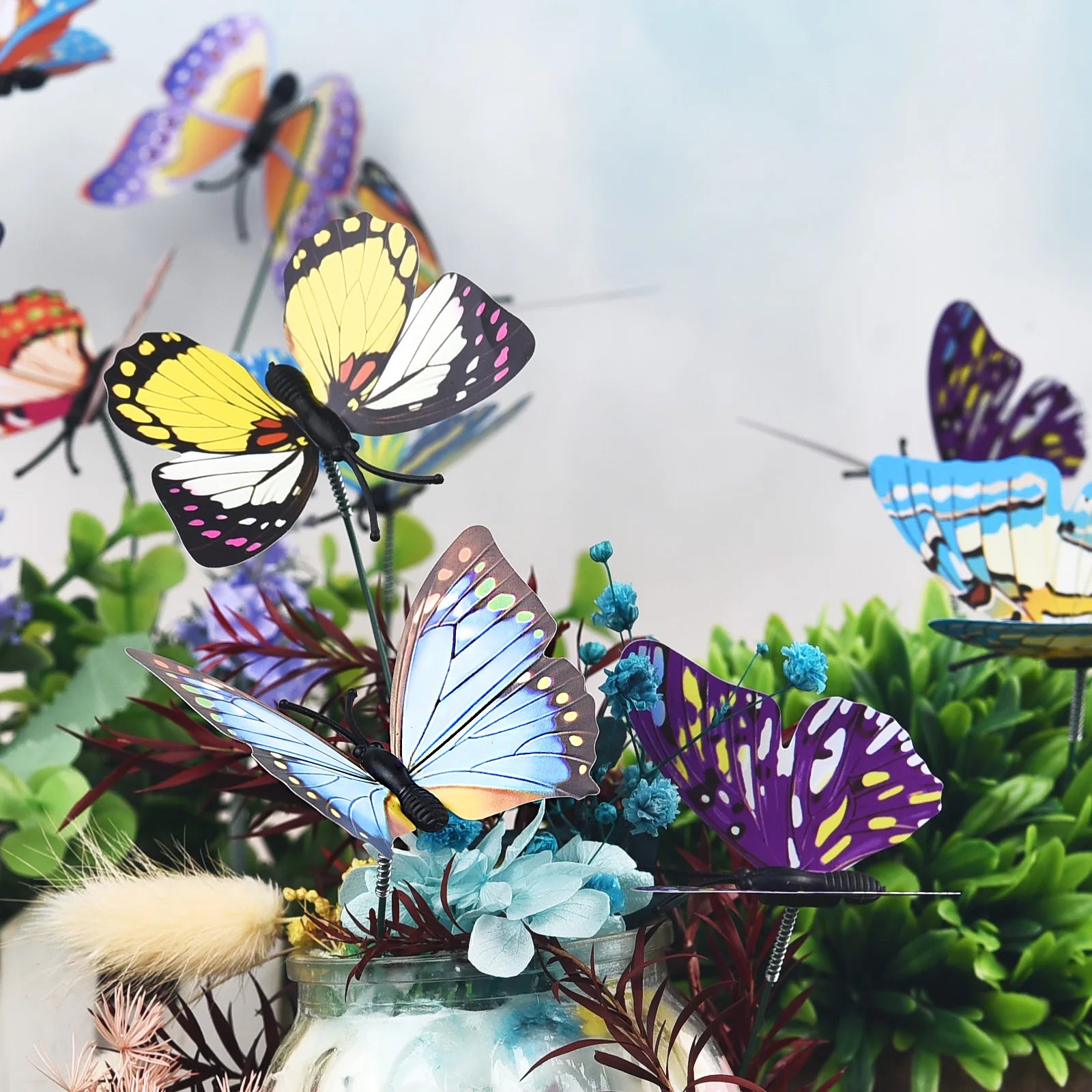 5-24Piece/Set 3D Simulation Butterflies Garden Yard Pot Planters Colorful Butterfly Stakes Decoration Outdoor Flower Pots Decor