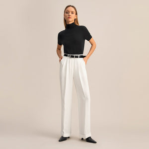 Silk Wide Leg Casual  Pants for Women Premium 40 Momme Heavy Silk Elastic Waist Trousers