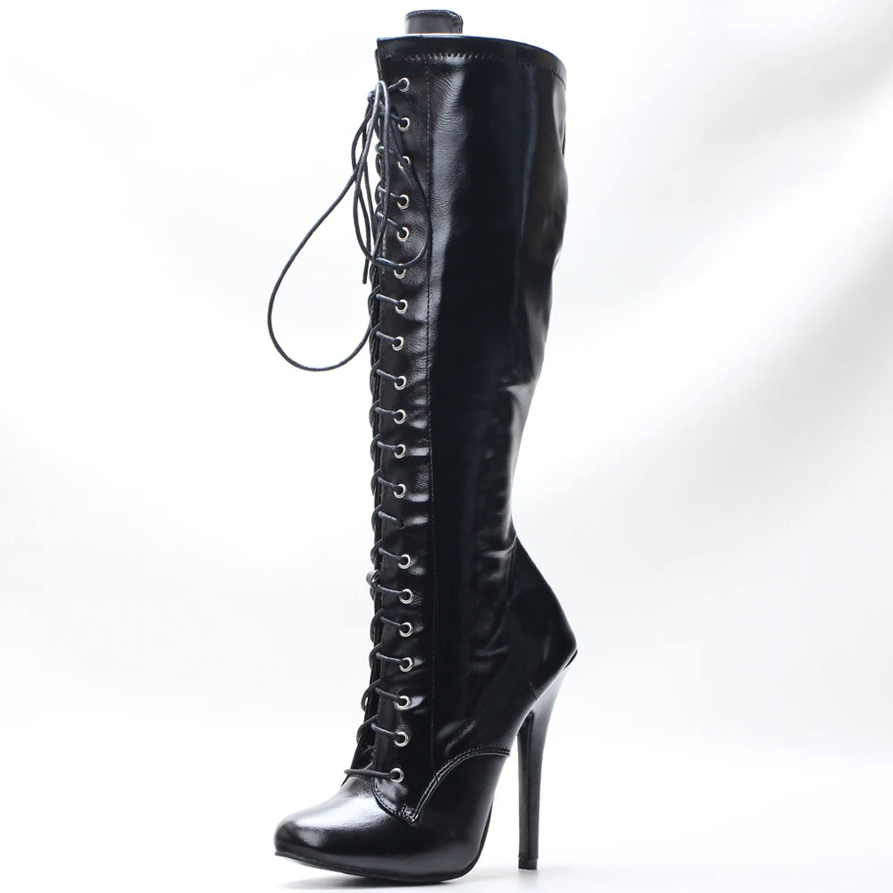 knee high pu leather boots women