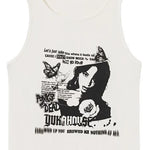 Y2k Grunge Print Sexy Summer Spring Tank Top for Women Ribbed Knit Tank Streetwear Aesthetic Clothing