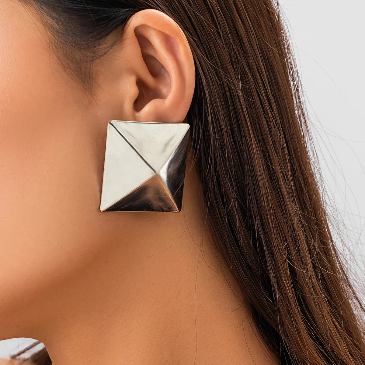 Unique Gold/Silver Color Earrings 3D Geometric Stud Earrings for Women Men Vintage Wedding Party Valentine's Day Gift