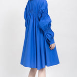 Asymmetrical Pleated Loose Fit Dress New Stand Collar Long Sleeve Loose Fit Fashion Dress