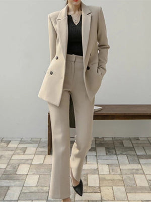 Women's Elegant Pant-Suit 2 Piece Set Business Blazer and Trousers