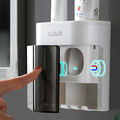 Wall Mountable Automatic Toothpaste Squeezer Toothpaste Dispenser Magnetic Toothbrush Holder Toothpaste Rack Bathroom Accessories