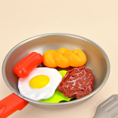 8PCS Kitchen Food Toys Simulation Kitchenware Play Set Pretend Play Pot Steak Vegetable, Bread, Hot Dog, Omelet Gift for Kids