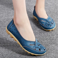 Women's Flat Faux Leather Shoes Breathable Soft Loafers Casual Flats Shoes
