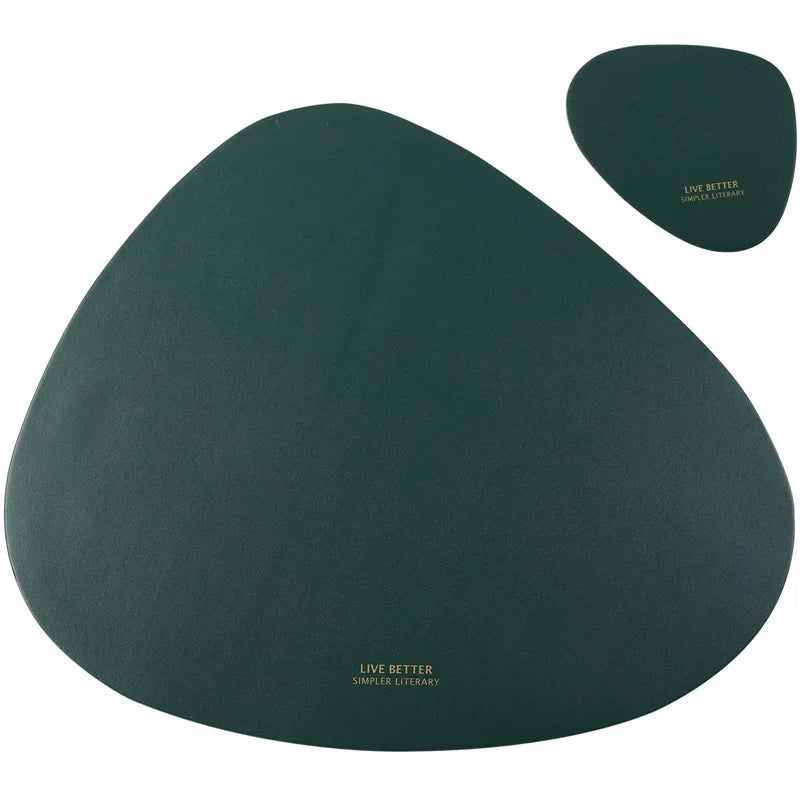 Tableware Pad Placemat Table Mat  PU Leather Heat Insulation Non-Slip Simple Placemats And Coaster Set Placemat for Dining Table