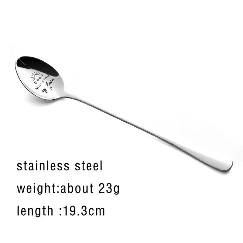 Stainless Steel Engraved Teaspoons Love Message Wedding Valentines Day Anniversary Gift Gift for Girlfriend Boyfriend Spouse