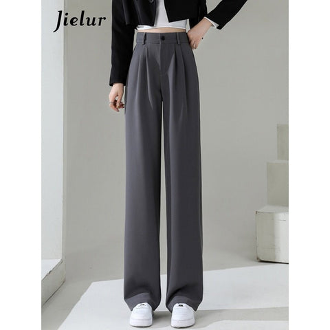 High Waist Wide Leg Pants Women Double Button Various Colors Casual Fashion Trousers