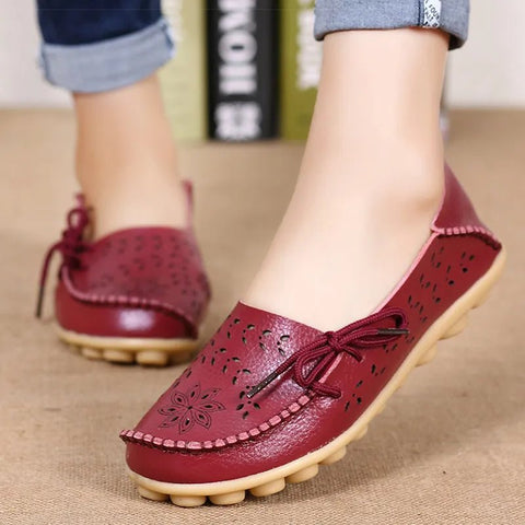 Flat Shoes Women Breathable PU Leather Loafers Casual Slip-On Comfortable Everyday Fashion