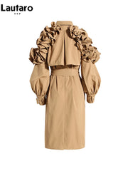 Long Black / Khaki Trench Coat for Women w/ Belt Elegant Chic Stylish Luxury Designer Inspired Clothes New Fashion Raincoat