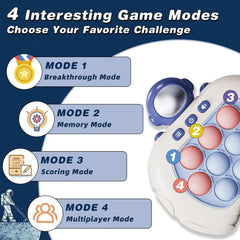 Electronic Quick Push Bubble Game Machine – 4 Modes Fidget Puzzle Toy, Stress Relief Gift for Kids & Adults