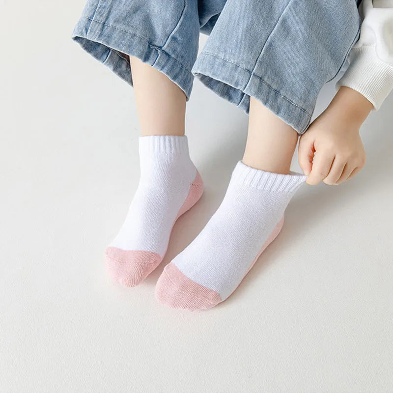 5 Pairs/Lot Cotton Children Socks New Fashion Black White Gray For 1-12 Years Kids Teen Student Baby Girl Boy Socks