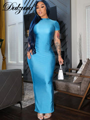 Short Sleeve Maxi Dress blue