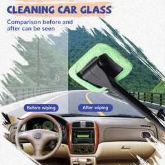 Car Window Cleaner Sponge Cloth Brush Kit with Extended Handle Windshield Cleaning Wash Tool Inside Interior Auto Glass Sponge Wiper With Long Handle Car Accessories