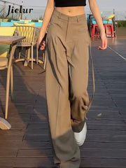 Women Lace-up High Waist Wide Leg Pants Casual Chic Office Pants