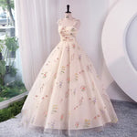 Elegant Floral Embroidered Ball Gown Formal Dress for Prom Wedding Guest