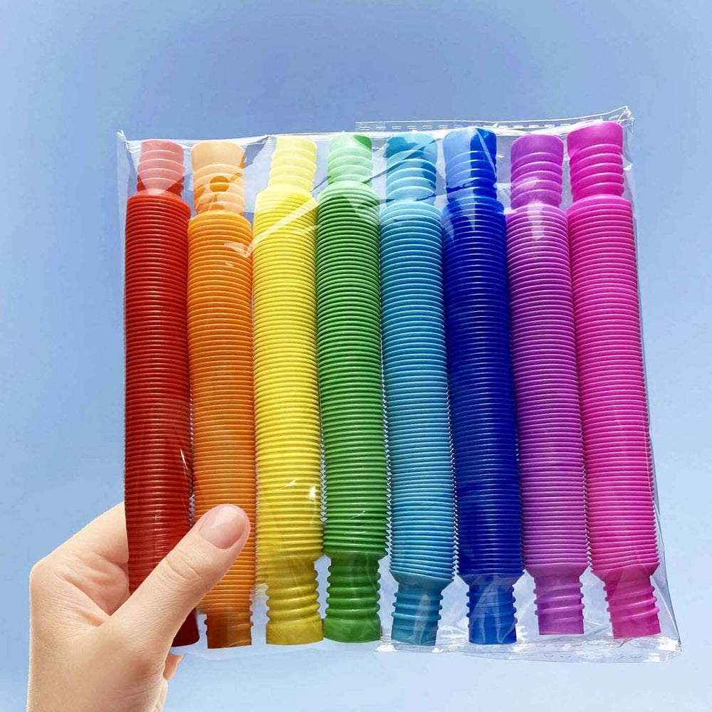 8-Pack Large Pop Tubes Fidget Toys Sensory Toy for Stress Anxiety Relief for Children Adults Montessori Learning Toys Toddlers Stretch Tube