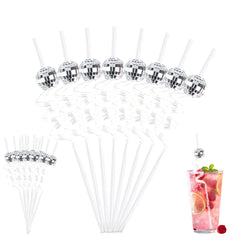 6-Piece Mirror Disco Ball Straws 70s Disco Party Decorative Mini Disco Ball Straw for Birthdays Wedding Bachelorette Party Favors