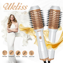 Electric Ion Blow Dryer Brush Dries Straightens and Curls Hair