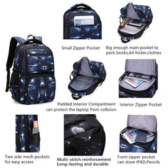 Student's School Carry On Bag With Wheels Rolling Backpack School Bag with 6 Wheels Luggage with Lunch Bag