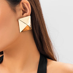 Unique Gold/Silver Color Earrings 3D Geometric Stud Earrings for Women Men Vintage Wedding Party Valentine's Day Gift