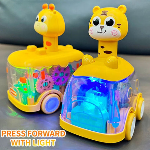 Toy Car Kids Animal Press Gear Pull Back Inertial Puzzle Car Educational Gift for Children