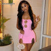 New Hollow Out Strapless Mini Dress for Women Nightclub Outfits Sexy Summer Dress