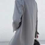 Women's Blazer V-Neck Long Sleeve Solid Color Medium Length Jacket Pocket Split Suit Jackets