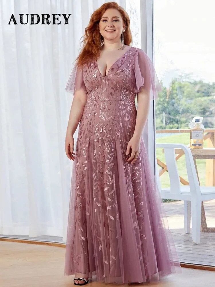 Plus Size Evening Dress Sexy Elegant Backless Long Ladies Gown Wedding Guest Bridesmaid Prom Dress