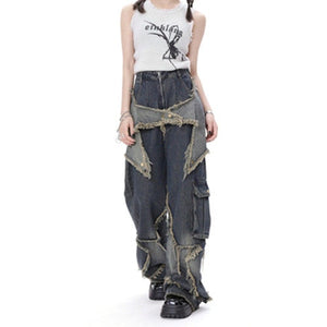 American Style Retro High Street Wide Leg Jeans Trendy Punk Casual Baggy Pants