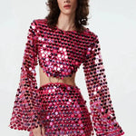 Mini Dress Sequin Rose Red