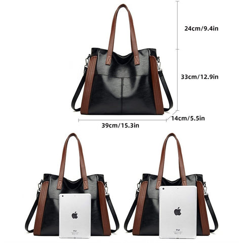 Large Capacity Shoulder Bag Women PU Leather Crossbody Tote Casual Everyday Handbag Purse