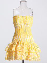 Sexy Strapless Layered Hem Mini Dress for Women