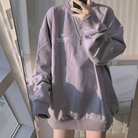 Oversized Sweatshirt Women Loose Chic Striped Back to School Casual Everyday Fashion Top