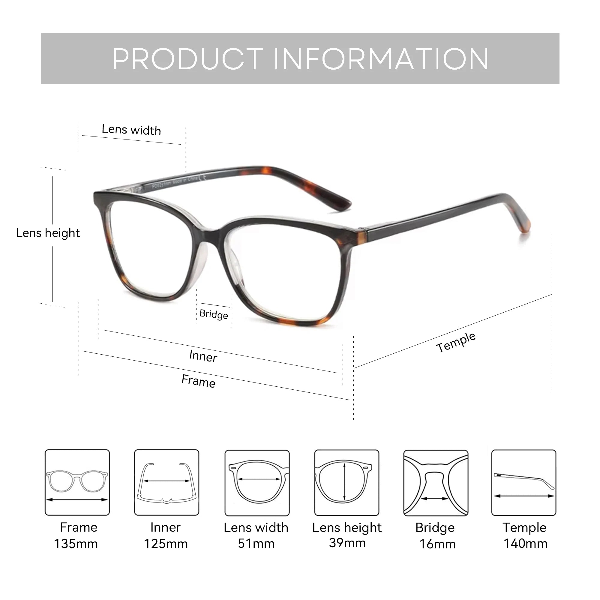 Glasses with labeled measurements on a white background