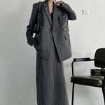 Long Sleeve Over Sized Two Piece Striped Business Suit for Women