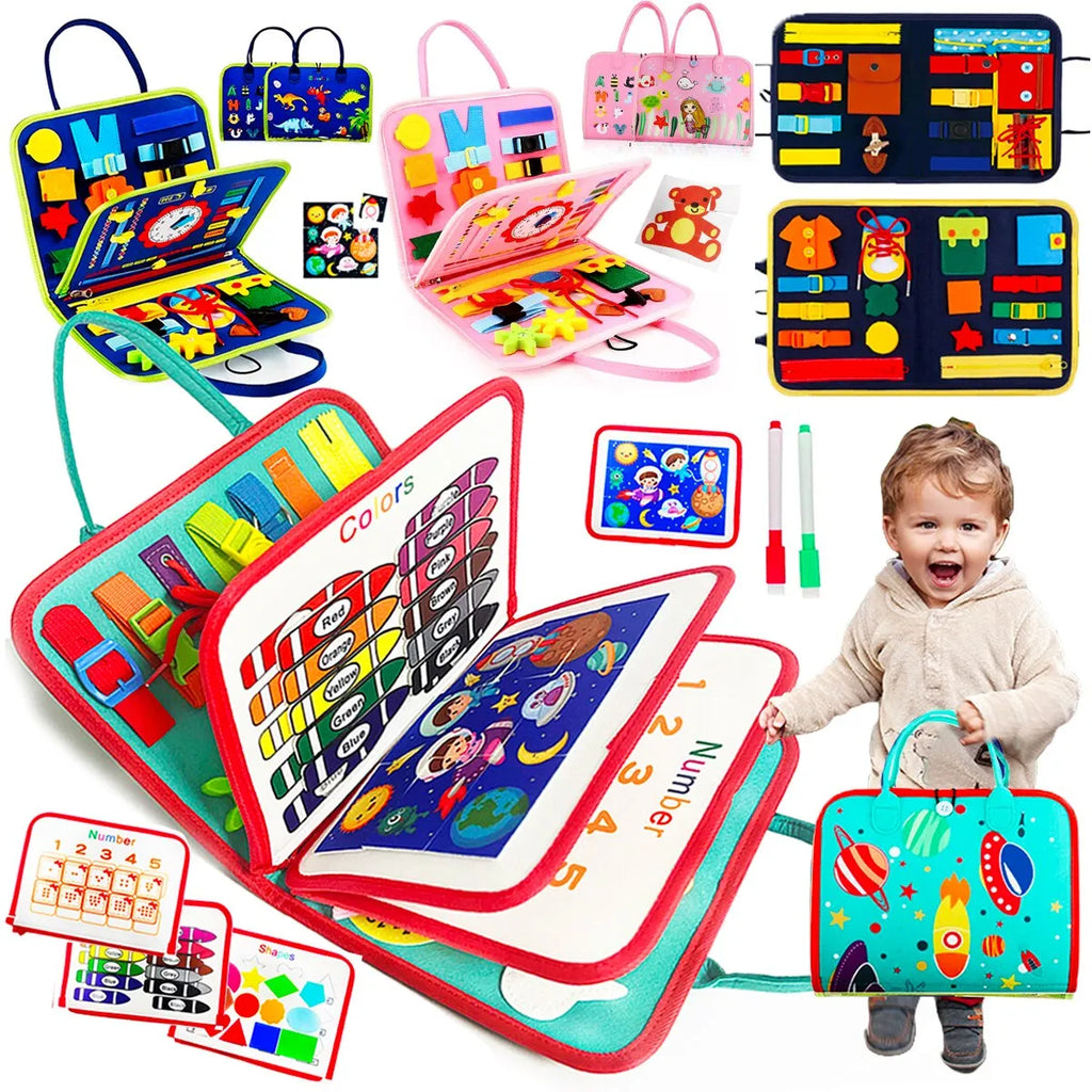 Busy Board Montessori Toys for Toddlers Sensory Toy Preschool Learning Educational Travel Activities For Boys Girls Fine Motor Skills