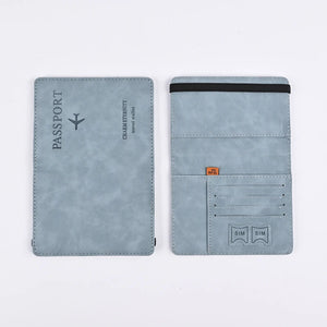 PU Leather Passport Wallet Travel Document Card Holder