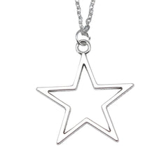 Vintage Silver Color Hollow Star Pendant Necklace For Women