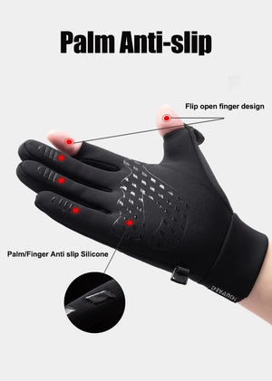 Winter Warm Touch Screen Compatible Gloves Outdoor Windproof Waterproof Cold-proof Gloves Unisex Driving Cycling Fishing Ski Gloves