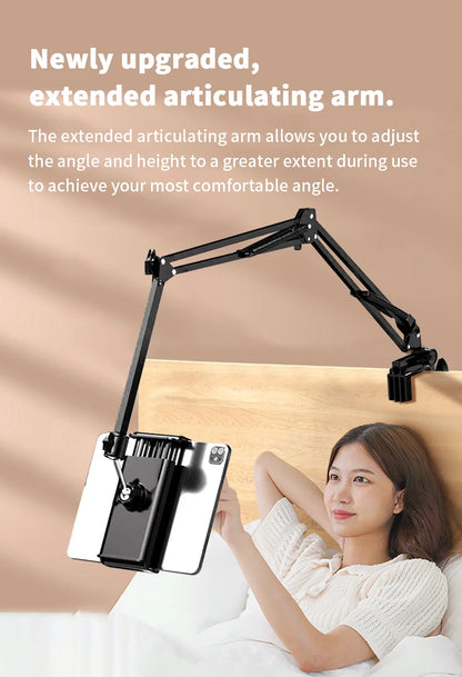 Tablet Holder for Bed with 90cm Metal Arm 360° Rotating Bed Tablet Mount Stand For iPad Stand, for 4.5~11 Inch Devices, Phone Tablet Bracket Holder