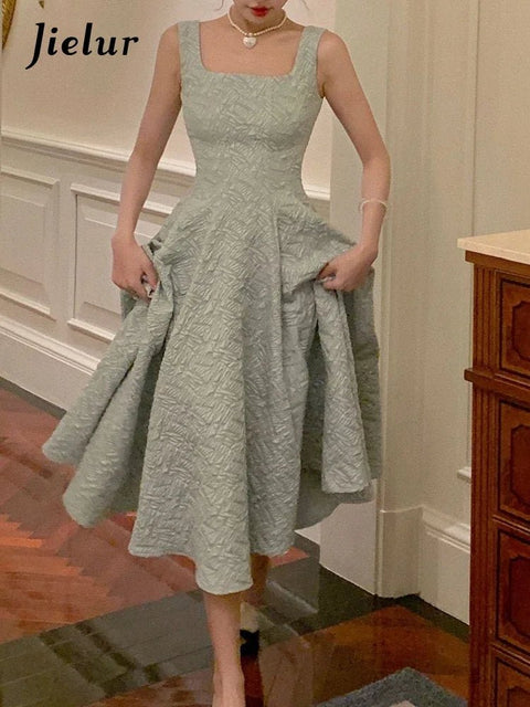 Midi Dress Women Vintage Elegant Sleeveless A-Line Evening Party Prom Spring Summer Dress