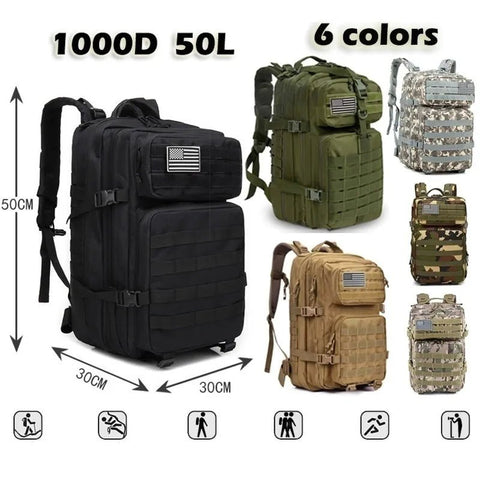 Tactical Backpack Military Waterproof Large Capacity Hiking Trekking Camping Outdoor Adventure Bag