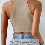 Sleeveless Knit Crop Top for Women Basic Solid Slim Fitted Halter Top Turtleneck Ribbed Vest Y2K High Neck Tops