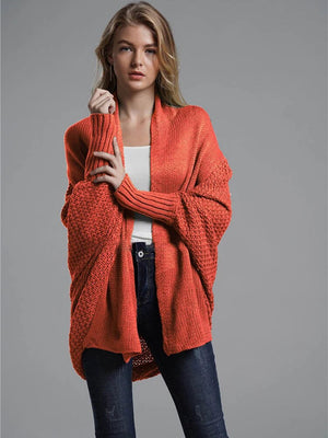 Oversized Sweater Cardigan for Women Patchwork Batwing Sleeve Long Sweater Cardigan