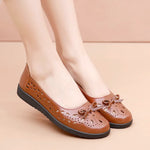 Spring/Summer Casual Shoes Soft Leather Sandals Female Flats Cut Out Slip On Footwear for Women