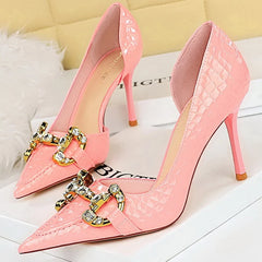 Pointed-Toe Stiletto Heels pink